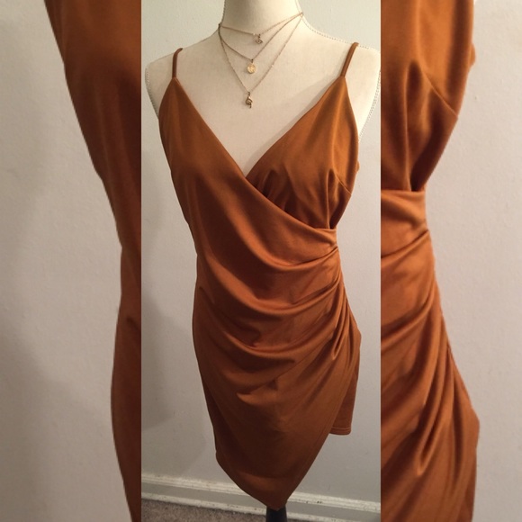 Forever 21 Dresses & Skirts - 🎉Forever 21 Camel Asymmetrical Dress SZ L NWT